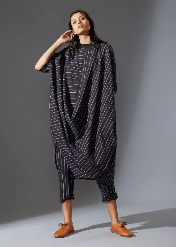 Modern Dresses for Trendy -Cotton Cowl Dress-Black