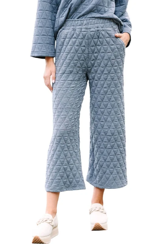 Tight trousers for women with belt loops and classic design for versatile look -Vail Quilted Pants In Dusty Blue