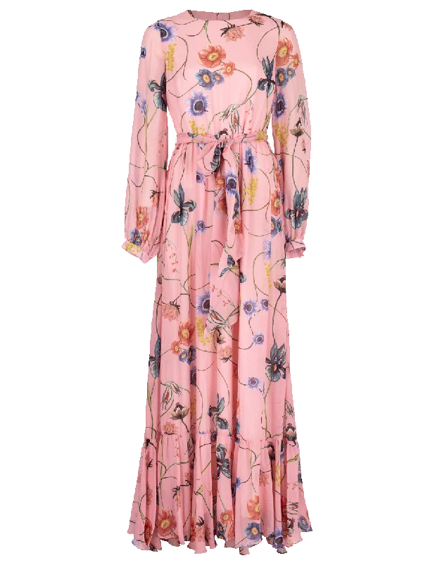 Long-sleeved Dresses for Coverage -Dianore Vintage Flower Print Dress