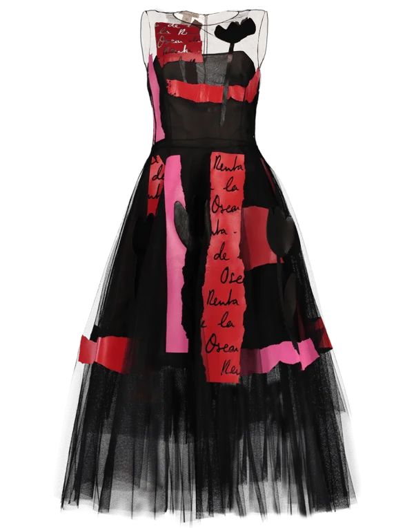 Prom Dresses for School Dance -Embroidered Tulle Logo Dress