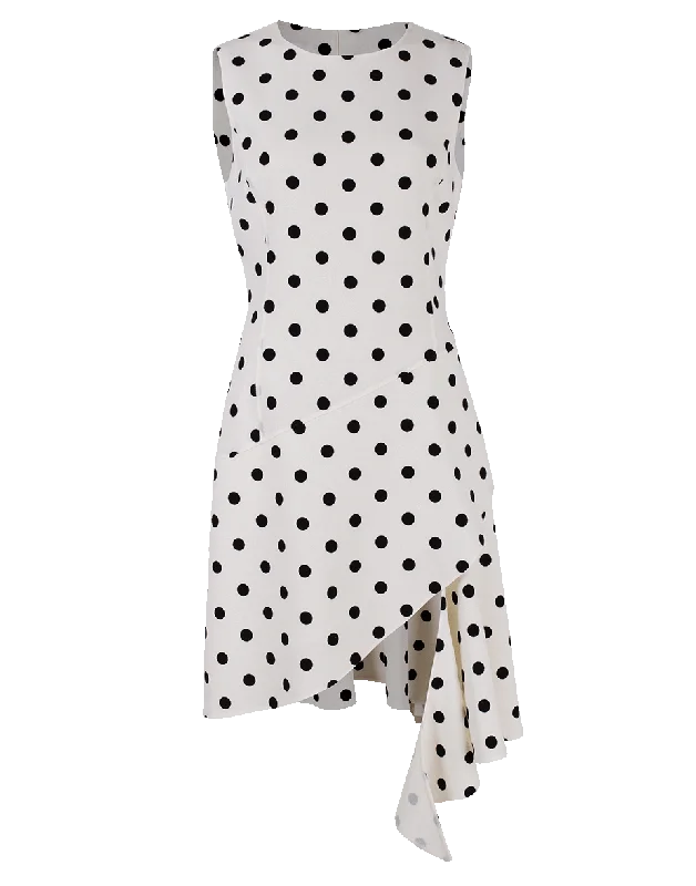 Long-sleeved Dresses for Coverage -Jewel Neck Polka Dot Dress