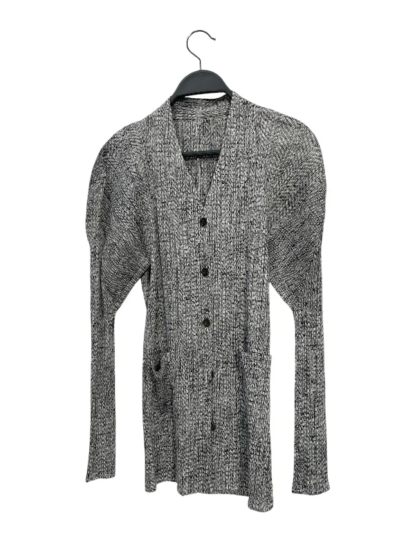 Embroidered cardigan with delicate details -PLEATS PLEASE ISSEY MIYAKE/Cardigan/3/Gray/Polyester/PP12-JD454