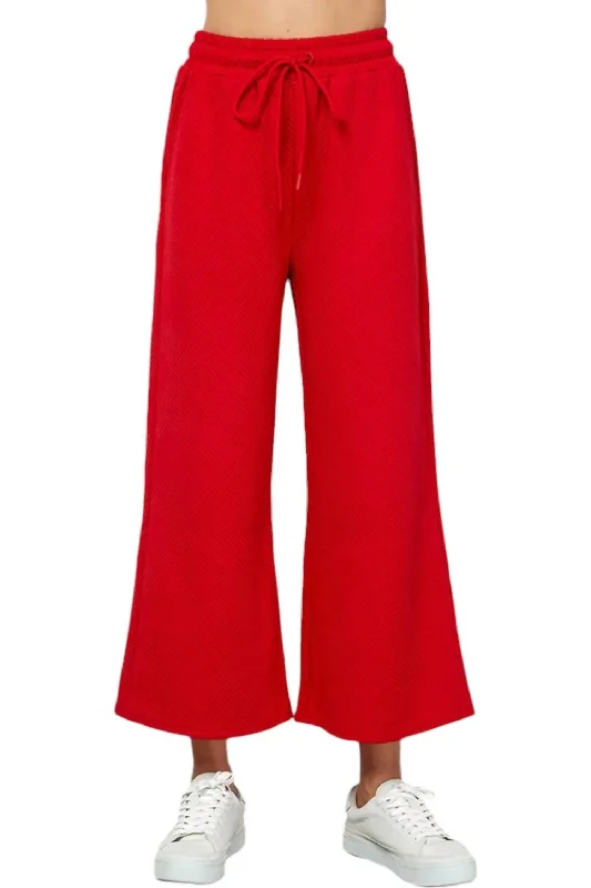 Printed tight trousers for women with bold patterns and eye-catching designs -Hamptons Textured Cropped Wide Pants