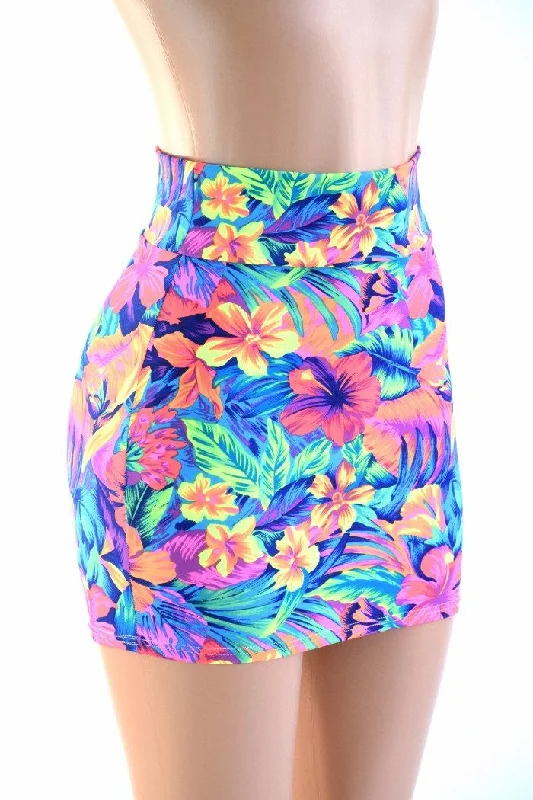 Vintage skirts for retro-inspired fashion vibes -Tahitian Floral Bodycon Skirt