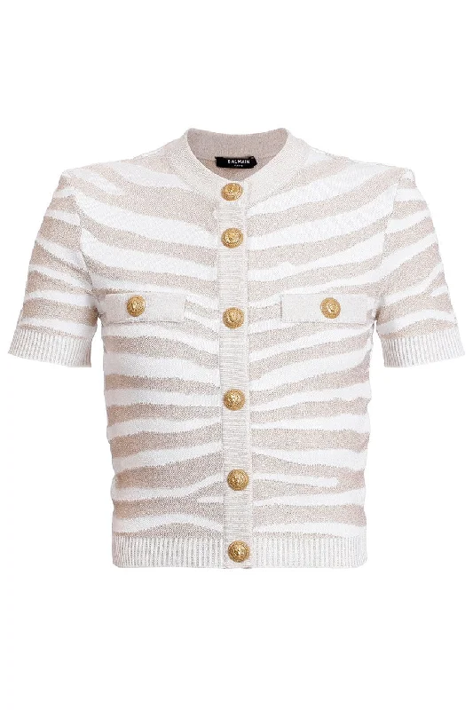 Fashion - show cardigan for a trendy statement -Short Sleeve Knit Cardigan