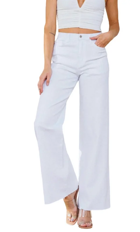 Classic tight trousers for women with smooth fabric and chic, timeless design -Kinsley Mid Rise Ultra Flare Jeans In Le Blanc