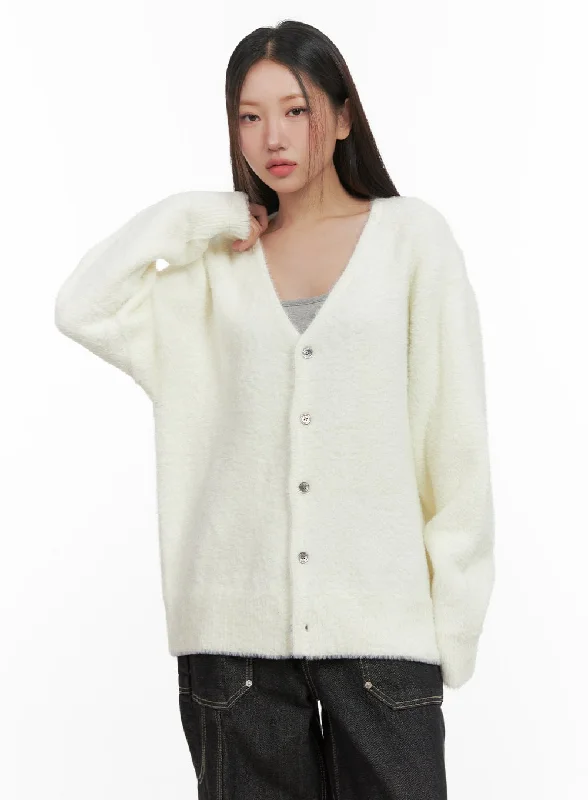 Party - cardigan for a fun night out -Oversized Solid Knit Cardigan CD411