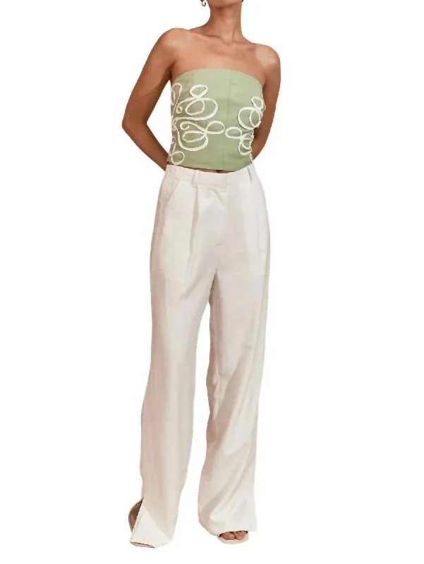 Tight trousers for women with decorative buttons and flattering silhouette for day wear -Luna Pant In Ivory