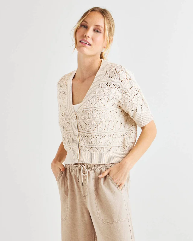 Boat - neck cardigan for a stylish look -Brayden Short Sleeve Cardigan