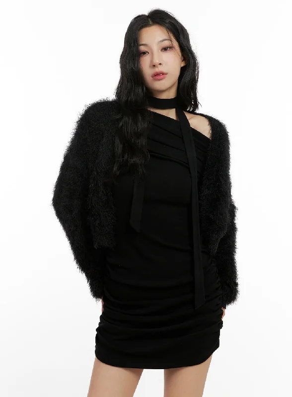 Graduation - cardigan for a celebratory look -Fuzzy Cropped Cardigan CN416