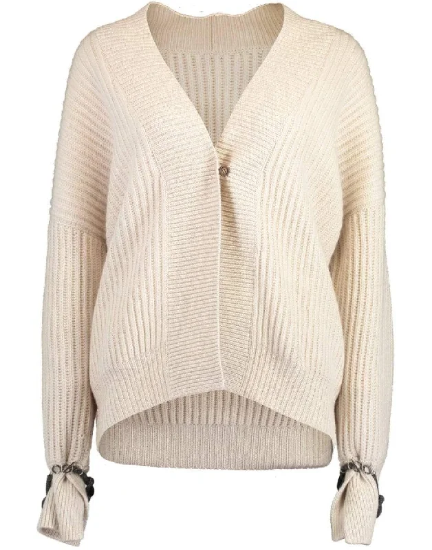 Travel - friendly cardigan for on - the - go -Monili Bracelet Cashmere English Ribbed Cardigan