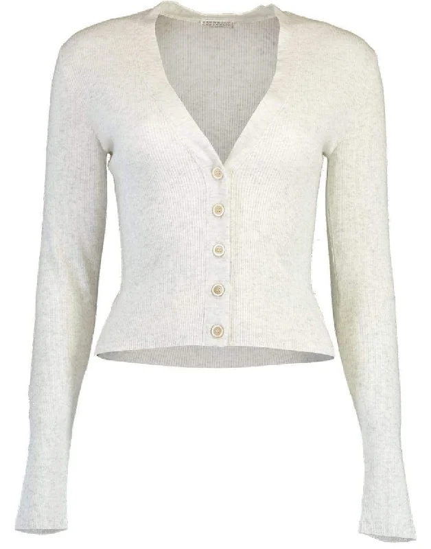 Floral cardigan for a feminine touch -Cashmere Lurex Button Cardigan