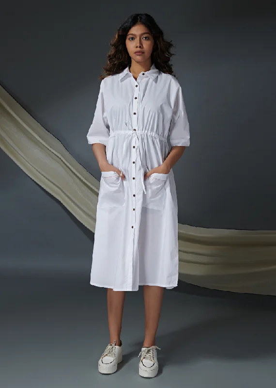 Party Dresses for Celebration -Steadfast White Shirt Dress