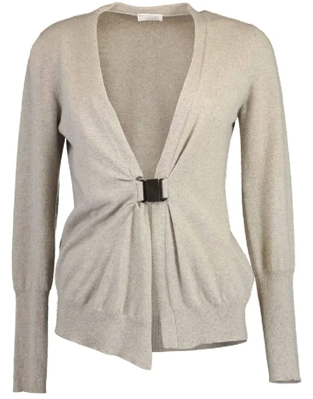 Hiking - cardigan for outdoor adventures -Horn Clasp Drape Cardigan