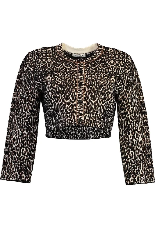 Shawl - collar cardigan for a sophisticated look -Cardigan With Leopard Jacquard