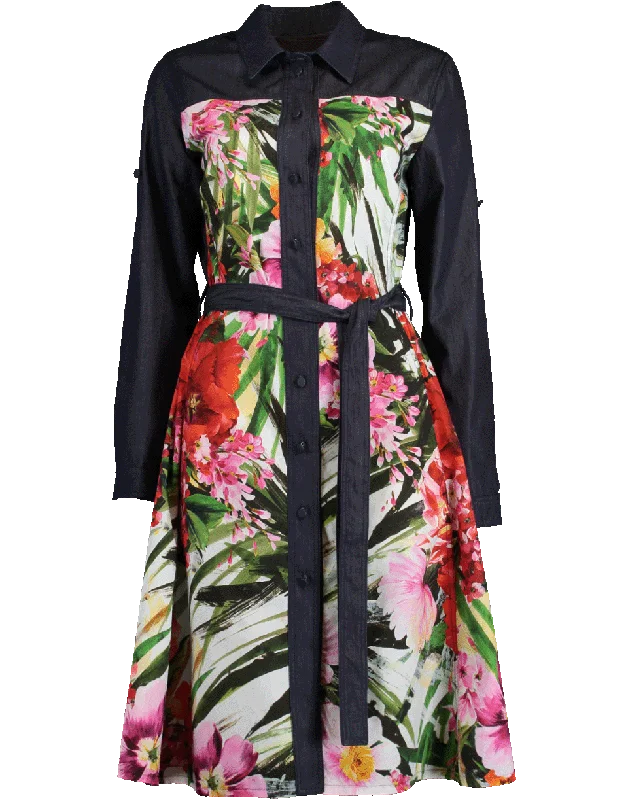 Strapless Dresses for Glamorous -Print Belted Shirt Dress