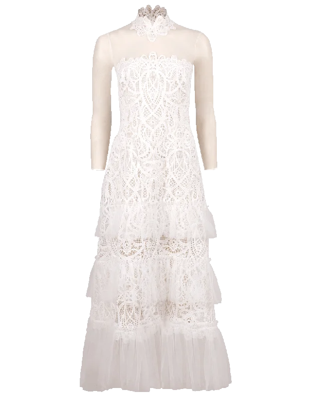 Linen Dresses for Breathable -Threaded Lace and Tulle Dress