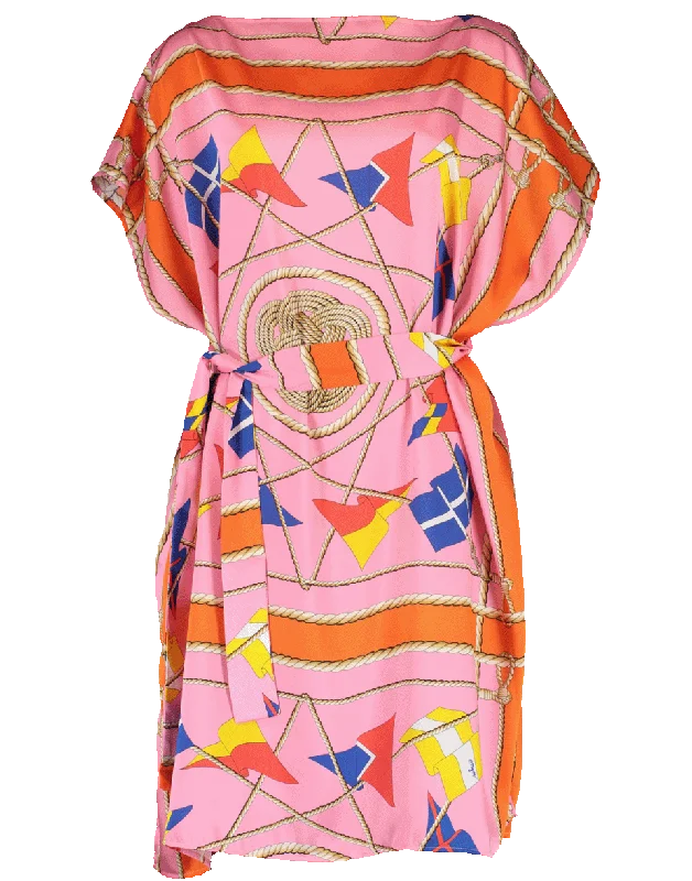 Wrap Dresses for Adjustable -Nautical Print Caftan Dress