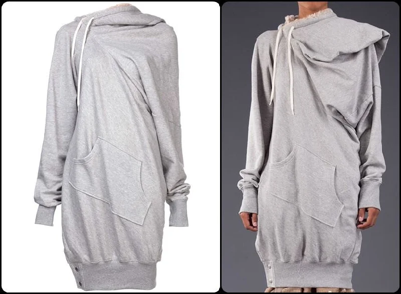 Linen Dresses for Breathable -Oversized Asymmetrical Sweatshirt Dress //Extravagant Hooded