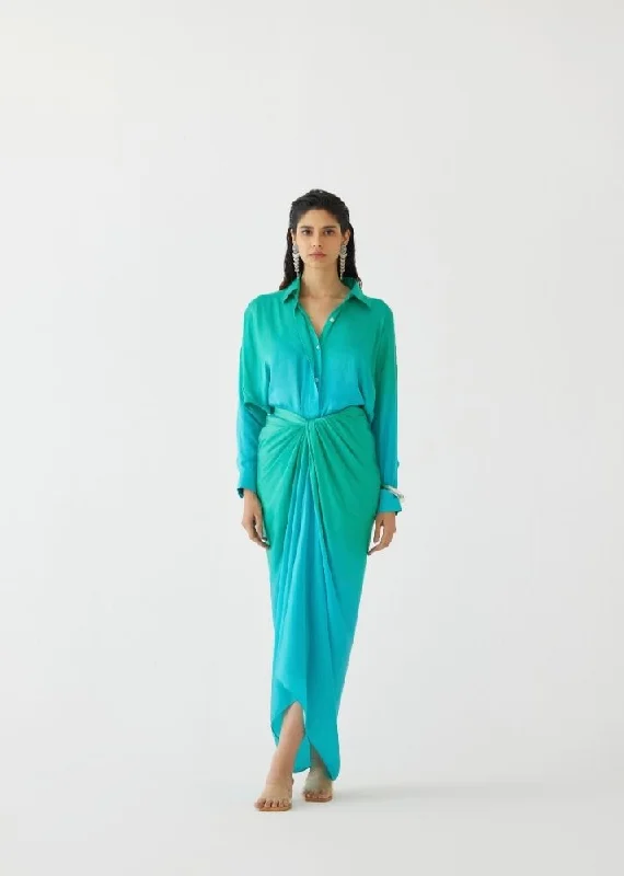 Bohemian Dresses with Tassels -Caspian Shirt Draped Dress