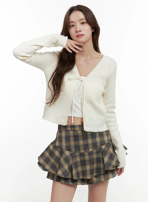 Semi - formal - event cardigan for a refined look -Strap Long-Sleeve Crop Cardigan OO421