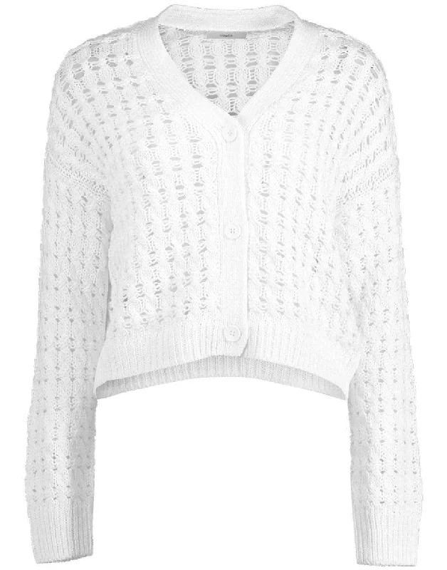 Argyle - cardigan with a traditional pattern -White Open Cable Cardigan