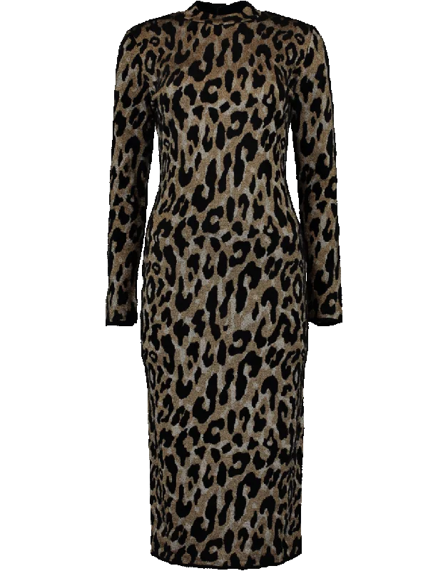 Faux Leather Dresses for Affordable -Leopard Knit Dress