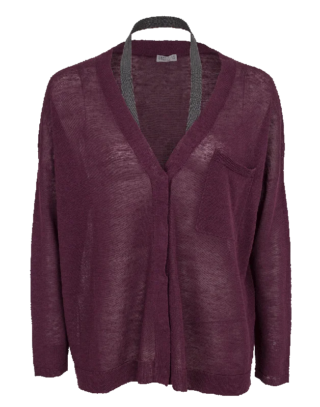 Weekend - cardigan for relaxed outings -Cardigan With Monili Halter Strap