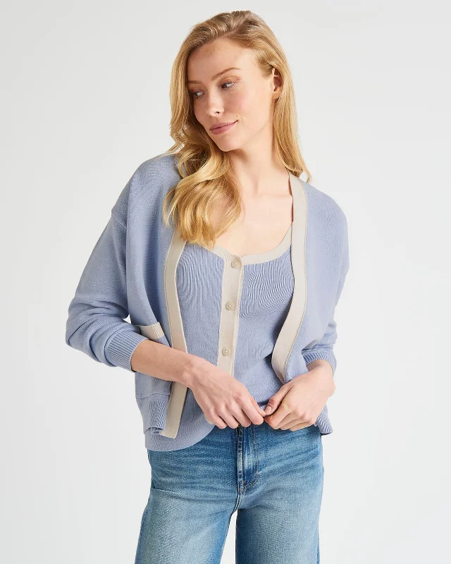 Birthday - party cardigan for a festive look -Nevin Contrast Cardigan