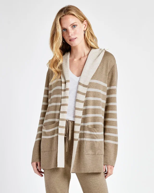 Shopping - cardigan for a comfortable stroll -Sydney Cashblend Stripe Reversible Cardigan