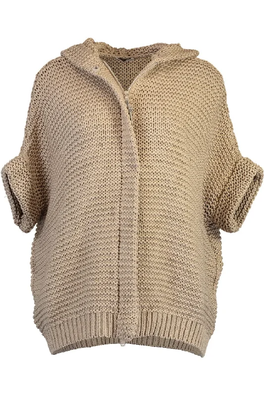 Silk cardigan for elegant evening events -Zip Up Cardigan With Hood