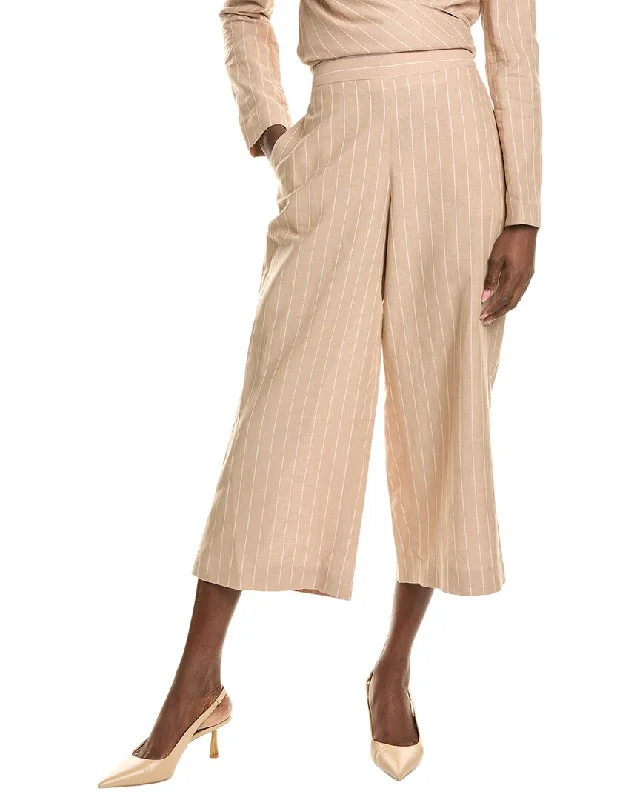 Classic slim-fit tight trousers for men with durable fabric for daily wear -BCBGMAXAZRIA Wide Leg Linen-Blend Crop Pant