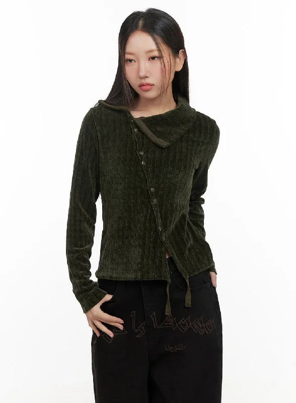 Casual - cardigan for everyday wear -Elegant Unbalanced Cardigan CD413