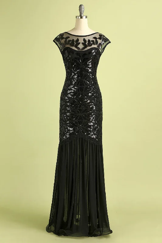 Resort Dresses for Vacation -Black 1920s Sequined Flapper Dress