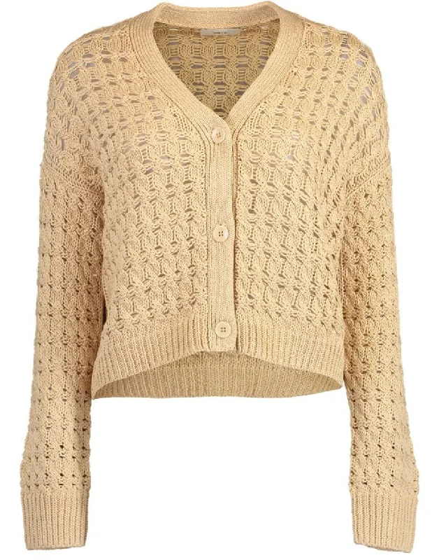 Herringbone - cardigan for a sophisticated appearance -Vanilla Open Cable Cardigan