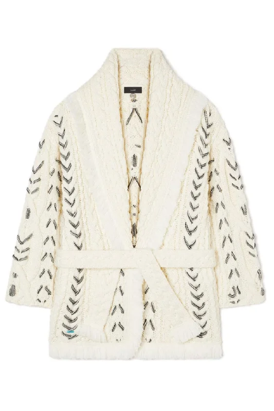 Belted cardigan to define the waist -Artic Silence Cardigan