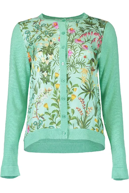 Hiking - cardigan for outdoor adventures -Long Sleeve Floral Tapestry Cardigan