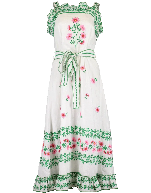 Capri Dresses for Playful -Embroidered Floral Tank Midi Dress