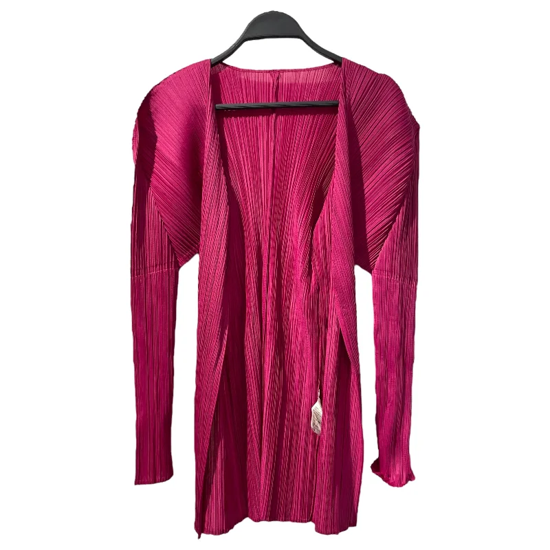 V - neck cardigan to elongate the neck -PLEATS PLEASE ISSEY MIYAKE/Cardigan/3/Pink/Polyester/PP43-J0607