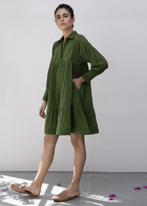 Tiered Dresses for Voluminous -Heather & Grass Gathered Dress