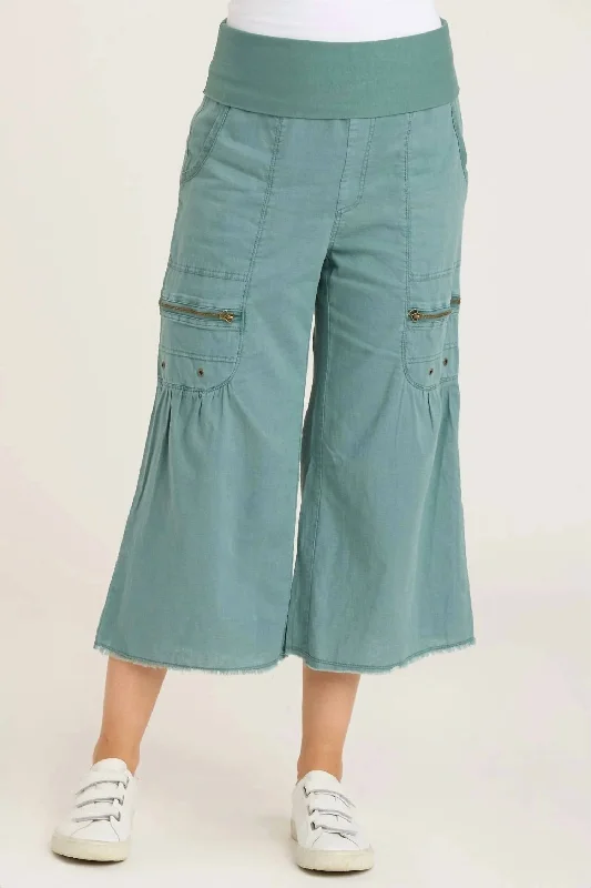 Versatile tight trousers for women with fold-over waist for adjustable comfort -Pasqual Crop 2.0 Pants In Folk Tale