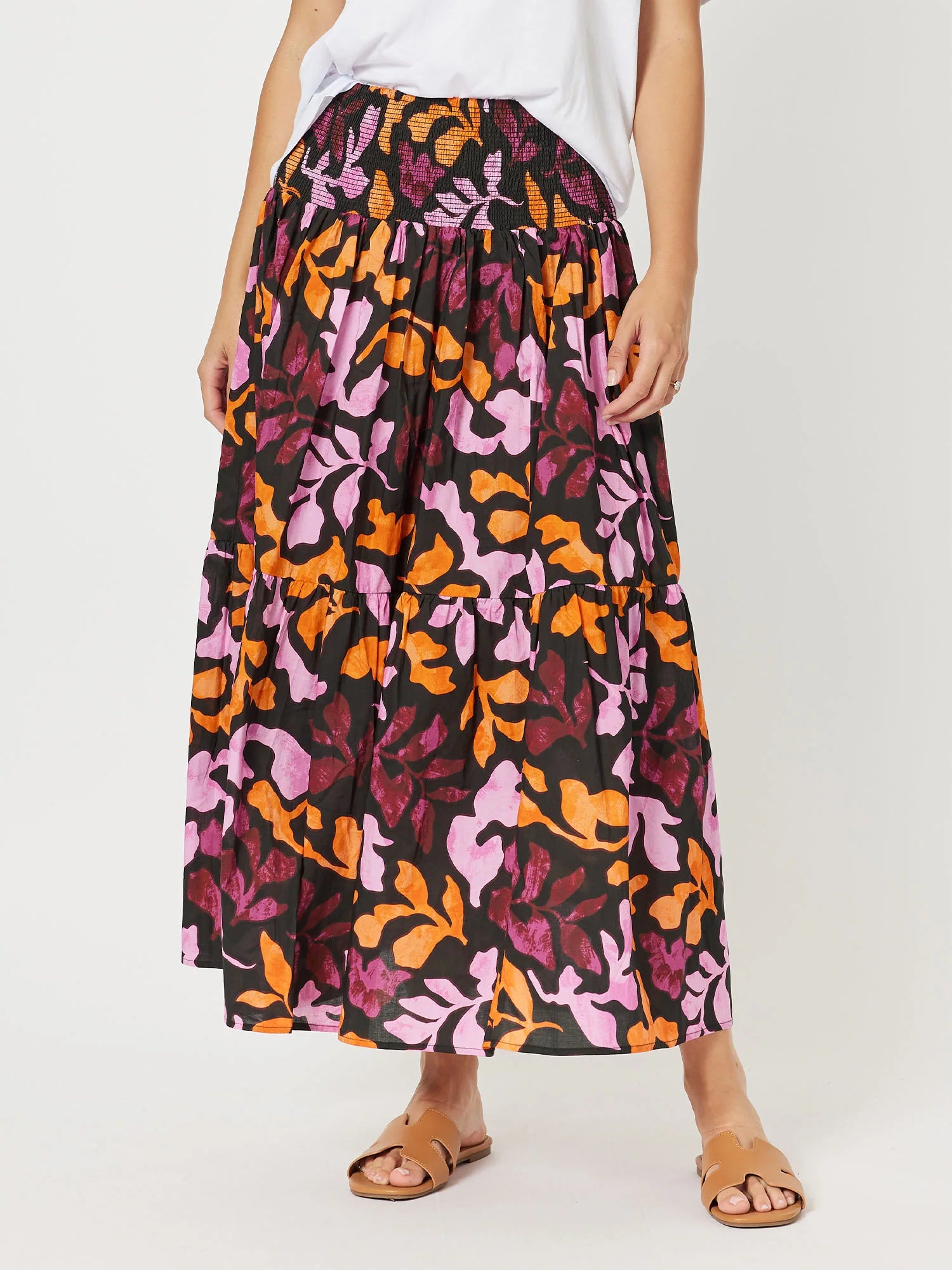 Soft cotton skirts for sensitive skin ease -Tara Print Maxi Skirt