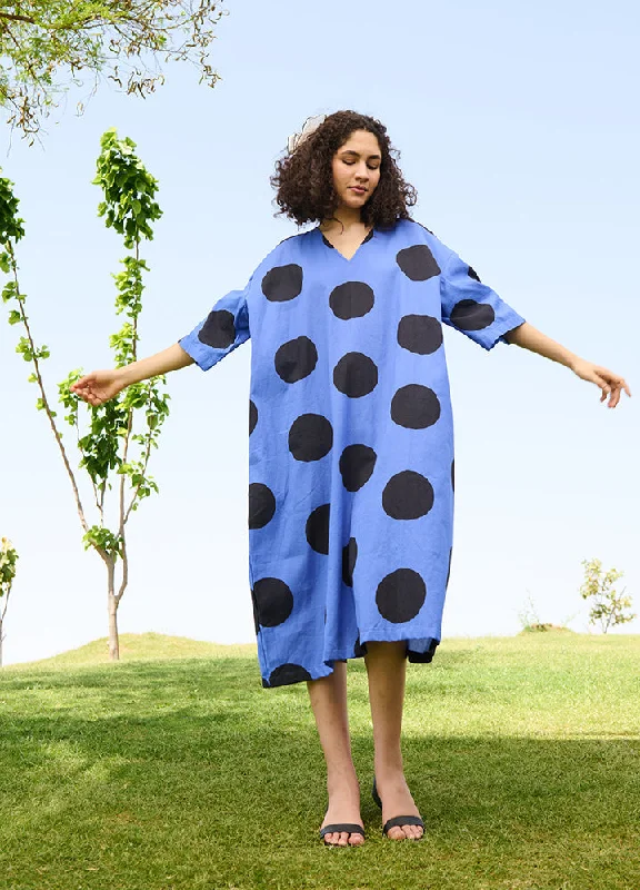 Elastic Dresses for Fit -Small Polka Bluemarie Dress