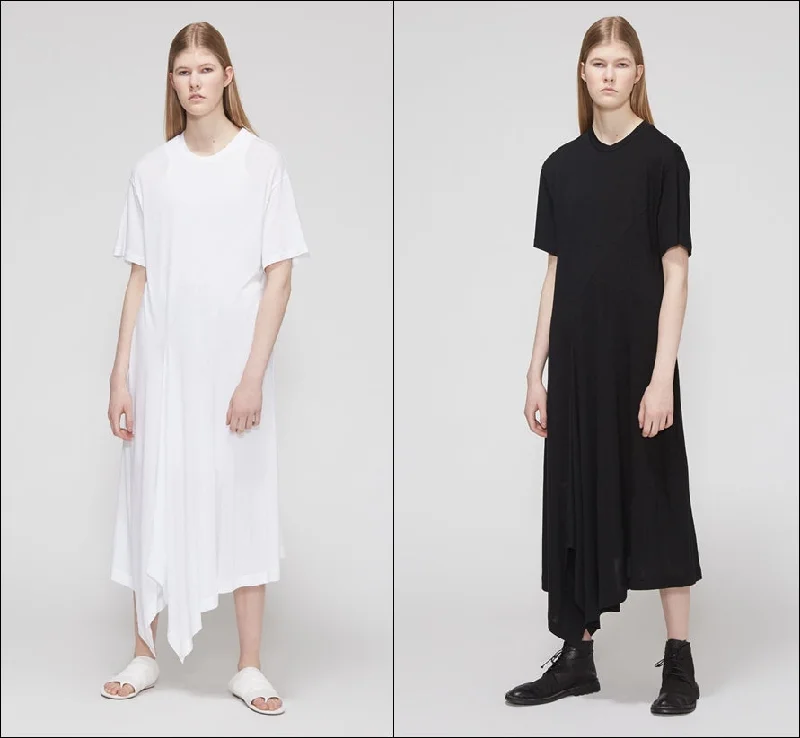 Mini Dresses for Youthful Look -YHJI YAMAMTO Asymmetrical Hem Dress / Plus Size