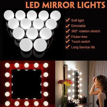 Pink Dresses for Feminine -USB Powered 14 Bulbs Make Up LED Mirror Light Kit Vanity Hollywood Style Dimmable Dressing Lamp