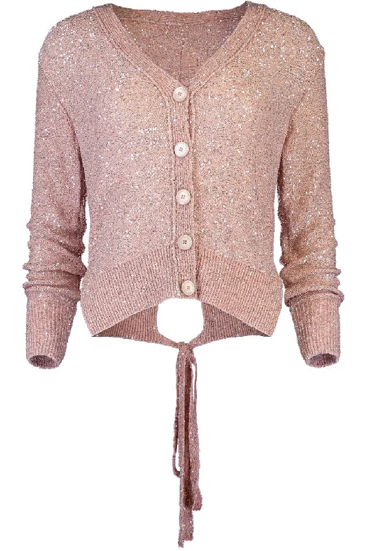 Tasseled - cardigan for a playful touch -Sequin Drip Knit Cardigan