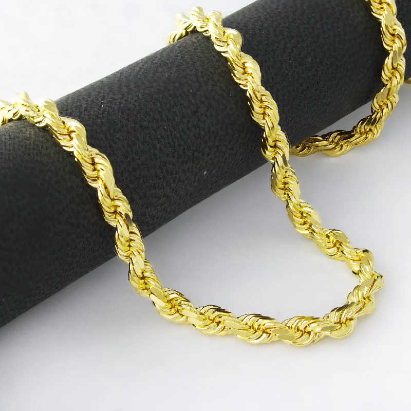 Beautiful necklaces and pendants with tree branch motifs for a nature-inspired design-10K Yellow Gold 3.5mm Unisex Diamond Cut Rope Chain Necklace