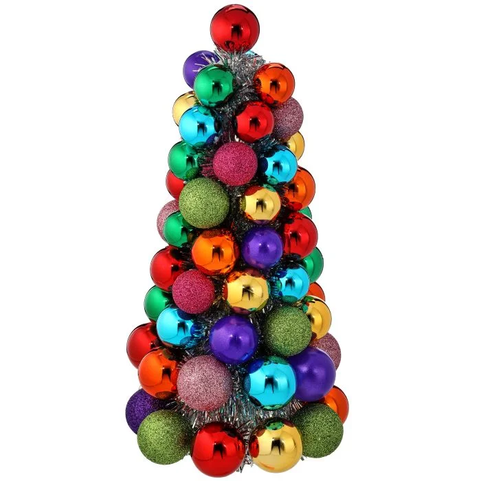 Necklaces and pendants with matching rings for a coordinated set of jewelry-13" Tinsel w/Matte/Shiny Glitter Ball Tree