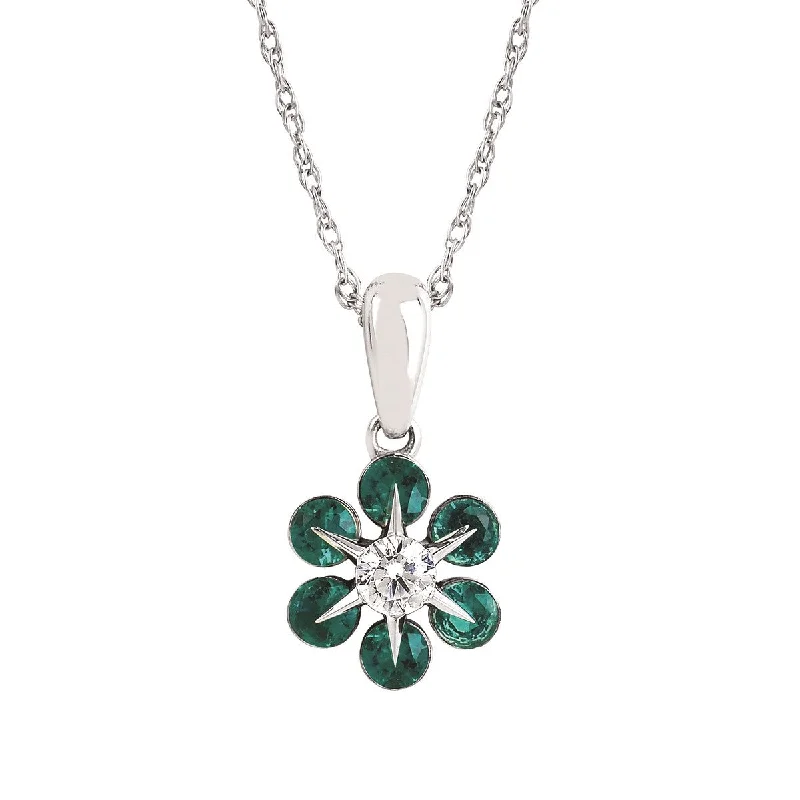 Stunning necklaces and pendants with sapphire gemstones for a luxurious blue hue-14K WHITE GOLD EMERALD DIAMOND PENDANT