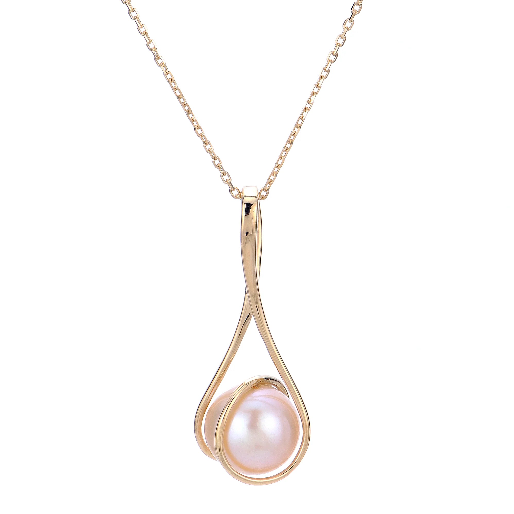 Best necklaces and pendants with floral designs for a feminine and elegant feel-14K Yellow Gold Freshwater Pearl Twist Drop Pendant